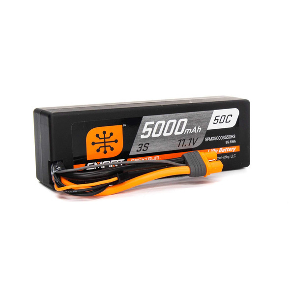 OakridgeStores.com | SPEKTRUM 5000mAh 3S 11.1V 50C IC3 Smart LiPo Hardcase with Balance Plug SPMX50003S50H3 605482418277