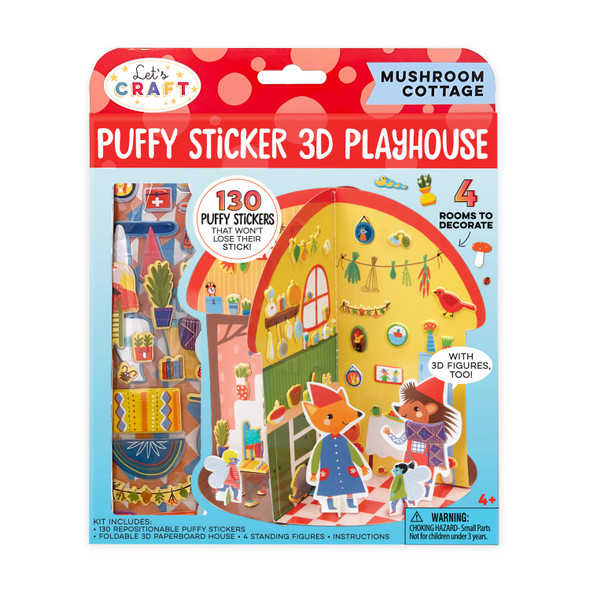 OakridgeStores.com | BRIGHT STRIPES Puffy Sticker 3D Playhouse - Mushroom Cottage (PSP-01) 840100801691