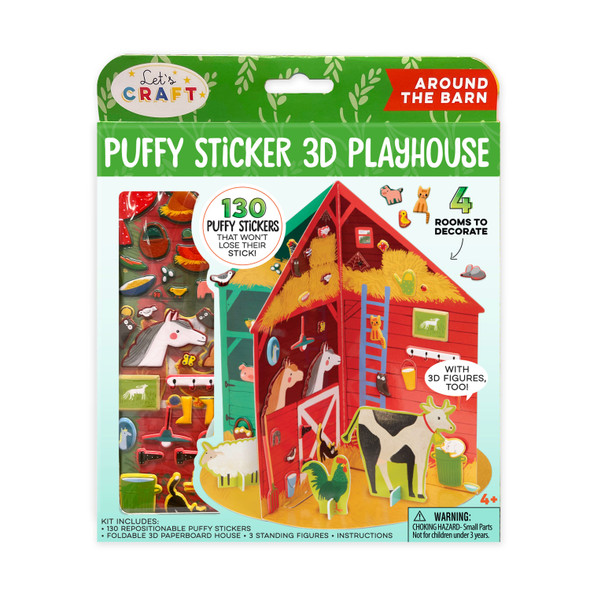 OakridgeStores.com | BRIGHT STRIPES Puffy Sticker 3D Playhouse - Around the Farm (PSP-03) 840100801714