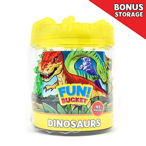 OakridgeStores.com | SUNNY DAYS Fun Bucket Dinosaurs Playset - 45pc with Storage Container 101759 818929017593