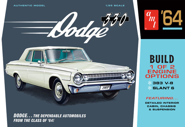 OakridgeStores.com | AMT - 1964 Dodge 330 - 1/25 Plastic Model Car Kit (1366) 849398060056