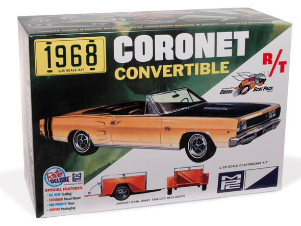 OakridgeStores.com | MPC - 1968 Dodge Coronet Convertible with Trailer 1/25 Plastic Model Kit (MPC978) 849398056998