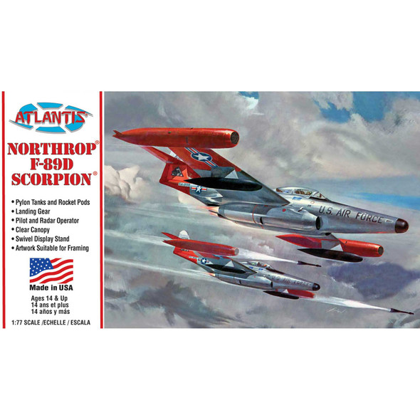 OakridgeStores.com | Atlantis - Northrop F-89D Scorpion with Swivel - 1/80 Scale Plastic Kit (H221) 850002740752