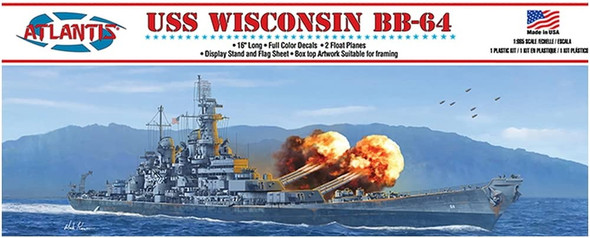 OakridgeStores.com | Atlantis - USS Wisconsin BB-64 Battleship 16 Inch - 1/665 Scale Plastic Kit (M3006) 850002740905