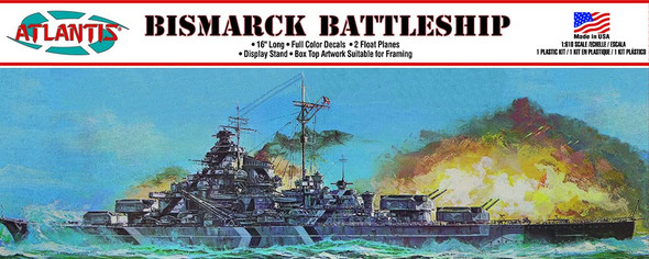 OakridgeStores.com | Atlantis 1/618 Bismarck German Battleship 16 Inch Plastic Kit (M3008) 850002740912