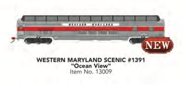 Bachmann - 85' Full Dome - Western Maryland Scenic #1391 - HO Scale Passenger Car with Lighted Interior - (13009)