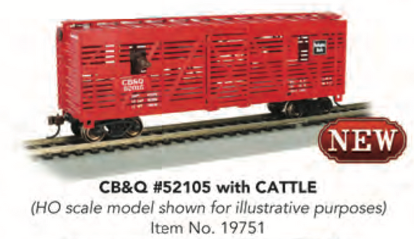 Bachmann - CB&Q #52105 N Scale Animated Cattle Car (19751)