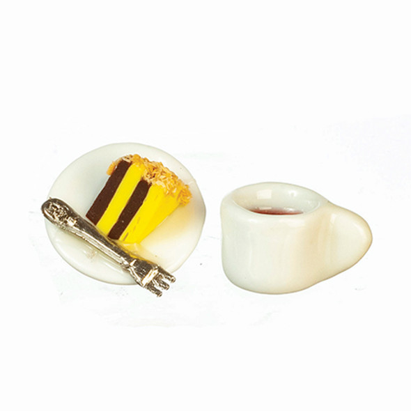 OakridgeStores.com | AZTEC - Cake Slice And Cup Of Coffee - 1" Scale Dollhouse Miniature (B0268) 715773002686