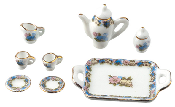 OakridgeStores.com | AZTEC - 10 Piece Floral Tea Set - 1" Scale Dollhouse Miniature (B5223) 717425552235