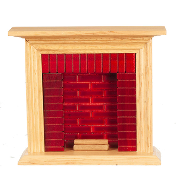 OakridgeStores.com | AZTEC - Oak Fireplace With Bricks - 1" Scale Dollhouse Miniature (D1180) 717425111807