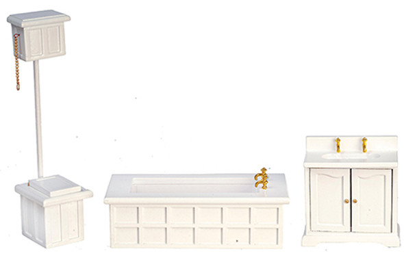 OakridgeStores.com | AZTEC - Victorian White Bath Set 3 Pieces - 1" Scale Dollhouse Miniature (D6408) 717425664082