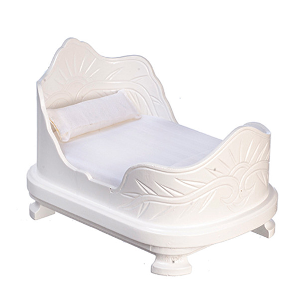 OakridgeStores.com | AZTEC - White Belter Bed - 1" Scale Dollhouse Miniature (D7702) 717425777027