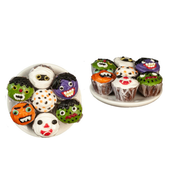 OakridgeStores.com | AZTEC - Plate of 7 Halloween Cupcakes - 1" Scale Dollhouse Miniature (G6280) 717425628008