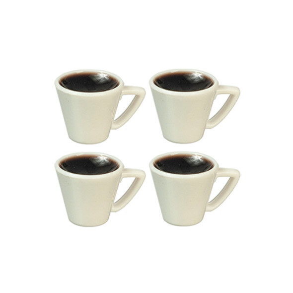 OakridgeStores.com | AZTEC - 4 Expresso Coffee Mugs - 1" Scale Dollhouse Miniature (G8512) 717425885128
