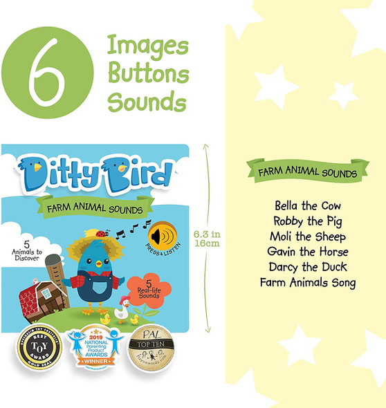 OakridgeStores.com | DITTY BIRD - Farm Animal Sounds Song Book - Award Winning Sound Book for Toddlers and Babies (DB007) 9780994606709