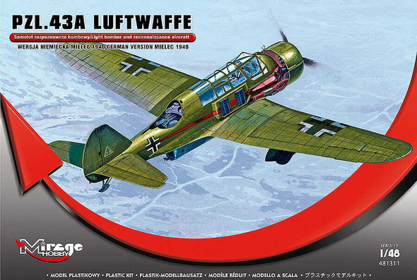 RESALE SHOP - NOB Mirage Hobby 1/48 Scale Pzl. 43A Luftwaffe Bomber (481311) [U5]