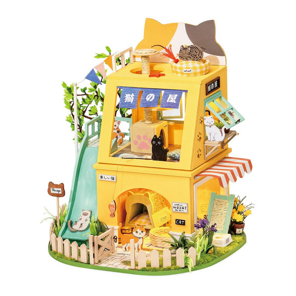 OakridgeStores.com | Rolife - Cat House - DIY 3D Miniature 1/24 Scale Dollhouse Room Box Craft Kit (DG149) 6946785114409