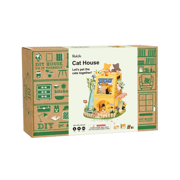OakridgeStores.com | Rolife - Cat House - DIY 3D Miniature 1/24 Scale Dollhouse Room Box Craft Kit (DG149) 6946785114409