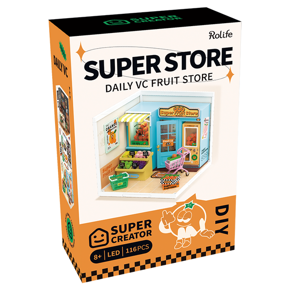 OakridgeStores.com | Rolife - Daily VC Fruit Store - DIY 3D Miniature 1/24 Scale Dollhouse Room Box Craft Kit (DW003) 6946785118100