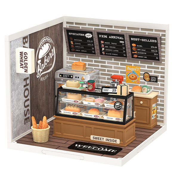 OakridgeStores.com | Rolife - Golden Wheat Bakery - DIY 3D Miniature 1/24 Scale Dollhouse Room Box Craft Kit (DW005) 6946785118988