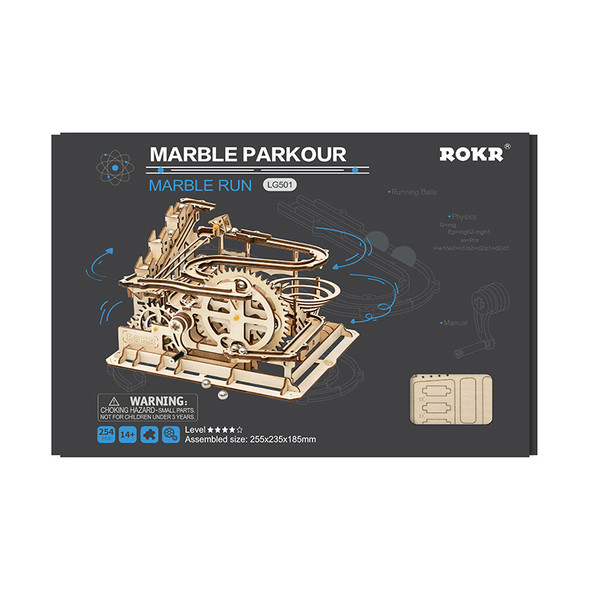 OakridgeStores.com | ROKR - Marble Parkour Big Funnel Marble Run - DIY Mechanical Working 3D Wooden Puzzle Kit (LG501) 6946785178890