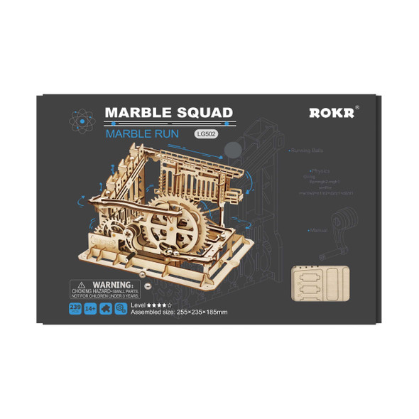 OakridgeStores.com | ROKR - Marble Squad Trapdoors Marble Run - DIY Mechanical Working 3D Wooden Puzzle Kit (LG502) 6946785178920
