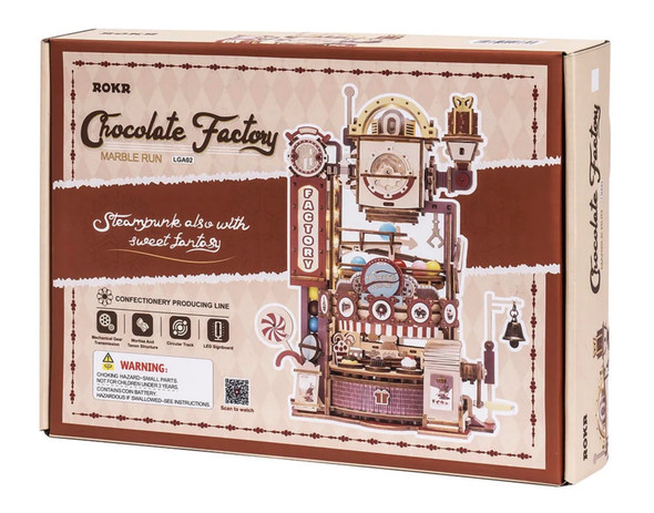 OakridgeStores.com | ROKR - Chocolate Factory Marble Run - DIY Mechanical Working 3D Wooden Puzzle Kit (LGA02) 6946785117653