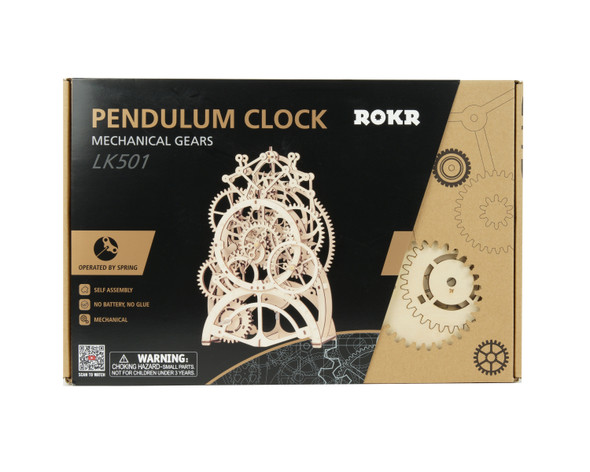 OakridgeStores.com | ROKR - Pendulum Clock - DIY Mechanical Working 3D Wooden Puzzle Kit (LK501) 6946785165227