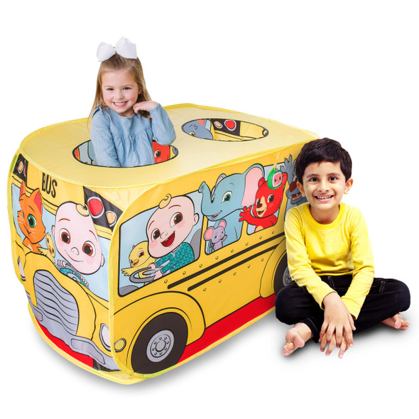 OakridgeStores.com | Sunny Days - CoComelon Musical School Bus Pop Up Play Tent Pink Indoor Playhouse (320411) 810009204114