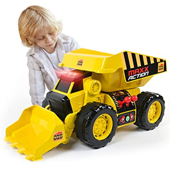 OakridgeStores.com | Sunny Days - 2-N-1 Dig Rig - Dump Truck and Front End Loader with Lights, Sounds and Motorized Drive (320422) 810009204220