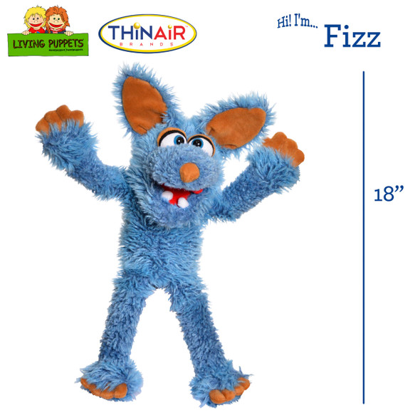 OakridgeStores.com | Living Puppets - Fizz The Blue Dog, 18-Inch Plush Hand Puppet for Boys and Girls (LP696) 850044886968