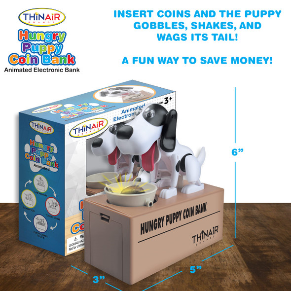 OakridgeStores.com | Thin Air Brands - Happy Puppy Piggy Bank - Animated Coin Eating Dog (P554) 850031665545