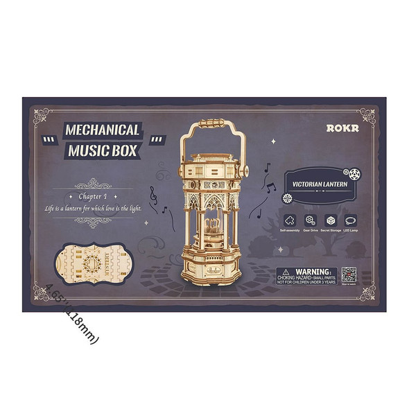 OakridgeStores.com | ROKR - Victorian Lantern - DIY Animated Mechanical Music Box - Working 3D Wooden Kit (AMK61) 6946785113563