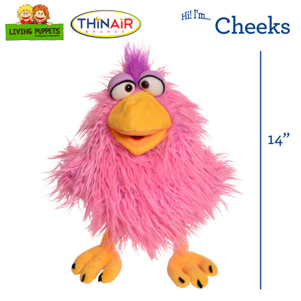 OakridgeStores.com | Living Puppets - Cheeks The Pink Chicken, 14 Inch Plush Hand Puppet for Boys and Girls (LP698) 850044886982
