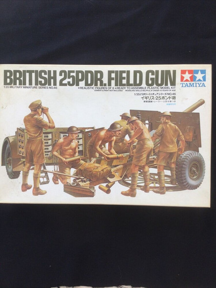 RESALE SHOP - Tamiya British 25PDR.Field Gun w/ 6 Realistic Figures 1/35 Model Kit 35046 [U3]