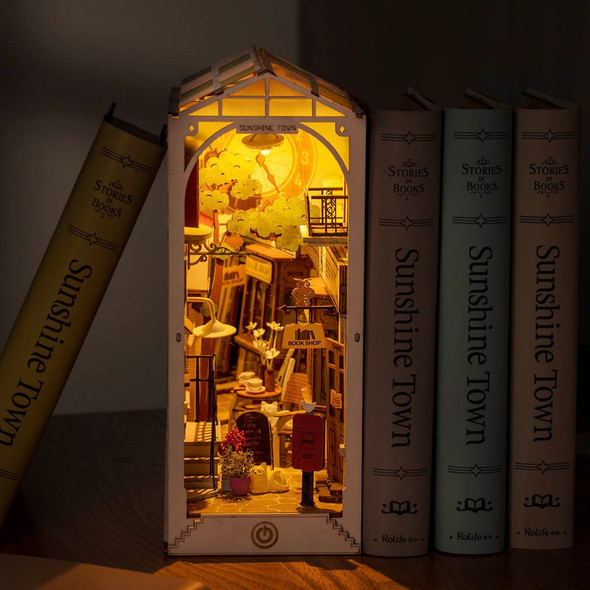 OakridgeStores.com | Rolife - Sunshine Town - DIY 3D Miniature 1/24 Scale Dollhouse Room Box Book Nook Shelf Insert Kit (TGB02) 6946785117714
