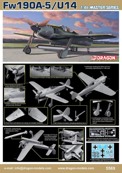 RESALE SHOP - Dragon Model 1/48 Scale Fw190A-5/U-14 Plastic Model Airplane Kit - 5569 [HB11]