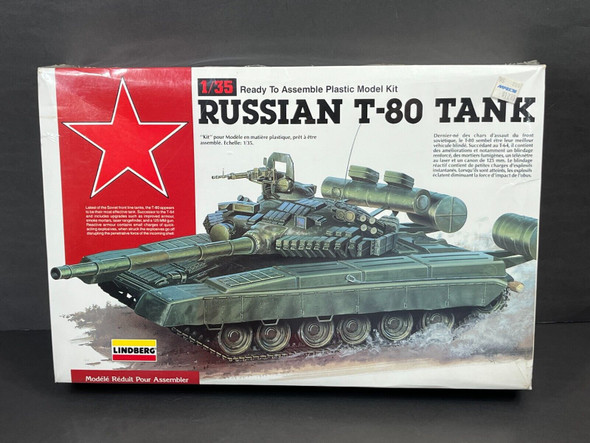 RESALE SHOP - NOB Lindberg 1/35 Scale RUSSIAN T-80 TANK Model Kit (c.1991) - 76004 [HT5]