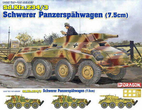 RESALE SHOP - Dragon 1/35 Sd Kfz 234/3 Schwerer Panzerspahwagen 7.5cm Model Kit - 6257 [HB4]