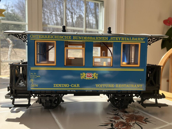 RESALE SHOP - LGB LEHMANN OBB Speisewagen Blue Dining Car #3013 G Scale [FRONT(TRAIN ROOM)]