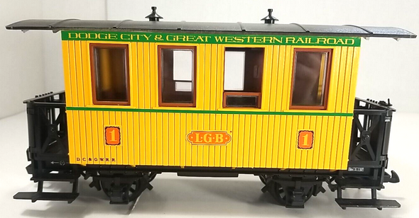 RESALE SHOP - LGB G Dodge City & Great Western RR #3006 SHORT Passenger Coach- preowned (READ)