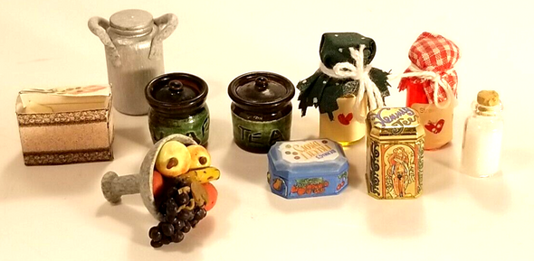 RESALE SHOP - 1:12 Food Containers, artisan-made Tea & Sugar, Henning Tins, etc . - preowned