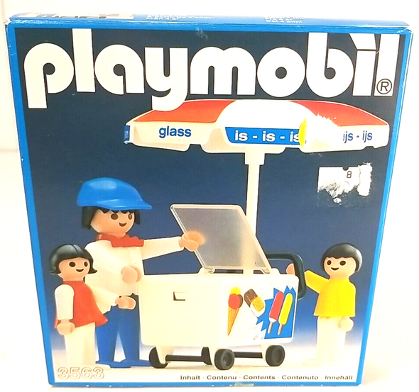 RESALE SHOP - Playmobil #3563 Ice Cream Cart With Vendor And Two Children - preowned