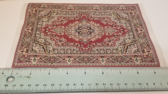 RESALE SHOP - Dollhouse Mini Light Red and white pattern Rug