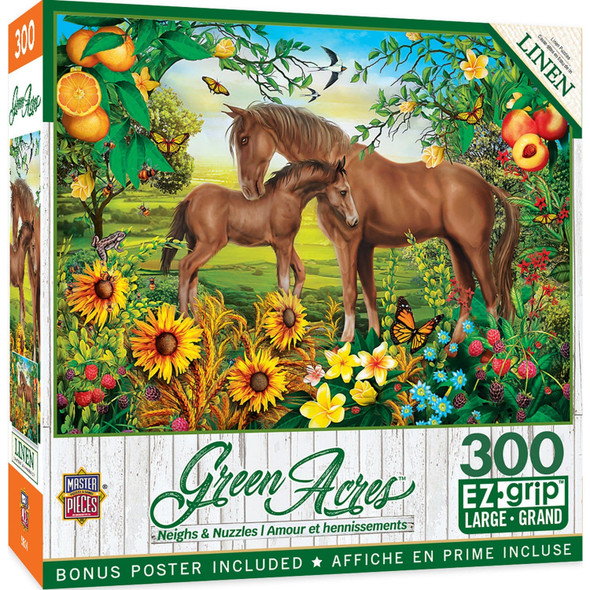 OakridgeStores.com | MASTERPIECES - Green Acres - Neighs & Nuzzles 300 Piece EZ Grip Large Format Jigsaw Puzzle (31849) 705988318498