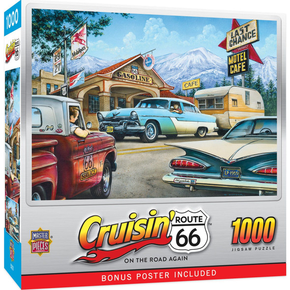 OakridgeStores.com | MASTERPIECES - Cruisin' Route 66 - On the Road Again 1000 Piece Jigsaw Puzzle (71734) 705988717345