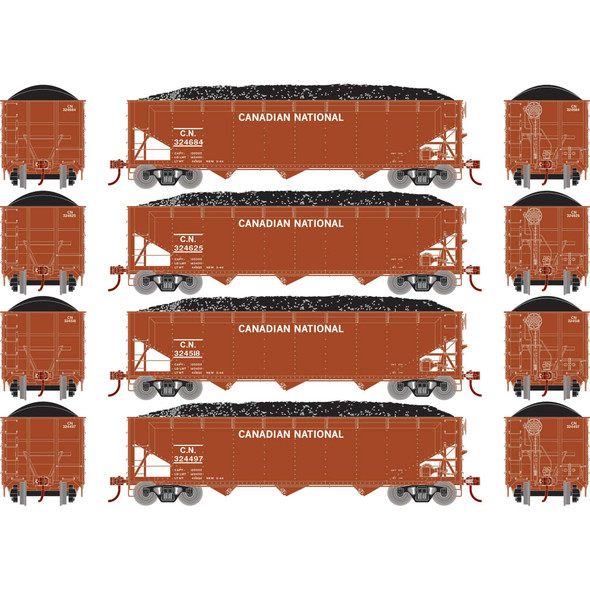 OakridgeStores.com | ATHEARN - HO 40' Offset Coal Hopper with Load, CN #1(4) - (33084) 797534330849
