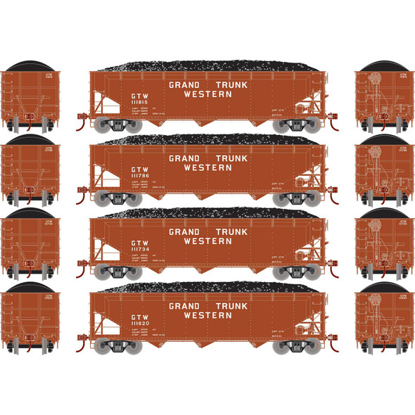 OakridgeStores.com | ATHEARN - HO 40' Offset Coal Hopper with Load, GTW #1 (4) - (33087) 797534330870