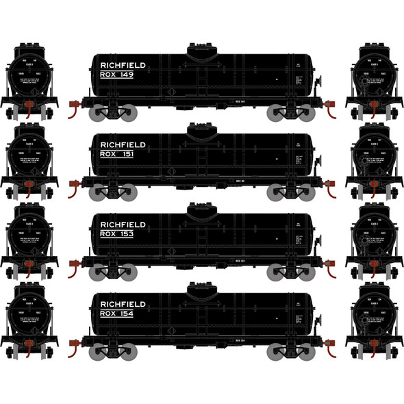 OakridgeStores.com | ATHEARN - HO 1-Dome Tank, Richfield/ROX (4) - (3379) 797534033795