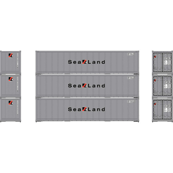 OakridgeStores.com | ATHEARN - HO 40' Smooth Side Containers, SEAU #1 (3) - (63391) 797534633919